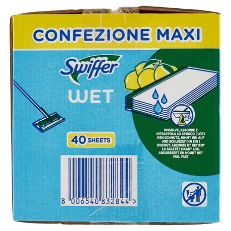 Swiffer Wet Panni Umidi Lavapavimenti Limone - Ricarica 40 Salviette